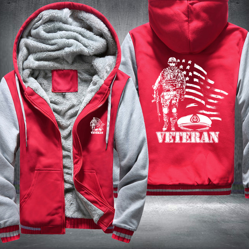 American Flag U.S. Veteran fleece jacket in Red Grey, product view