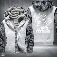 Thumbnail for American Flag U.S. Veteran fleece jacket in White Camo, product view