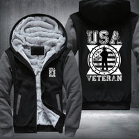 Thumbnail for USA Veteran Soldier Emblem fleece jacket in Black Grey, product view