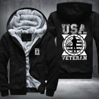 Thumbnail for USA Veteran Soldier Emblem fleece jacket in Black, product view
