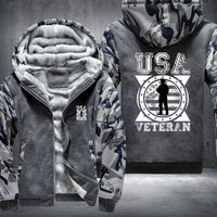 Thumbnail for USA Veteran Soldier Emblem fleece jacket in Grey Camo, product view