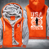Thumbnail for USA Veteran Soldier Emblem fleece jacket in Orange Grey, product view