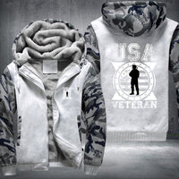 Thumbnail for USA Veteran Soldier Emblem fleece jacket in White Camo, product view