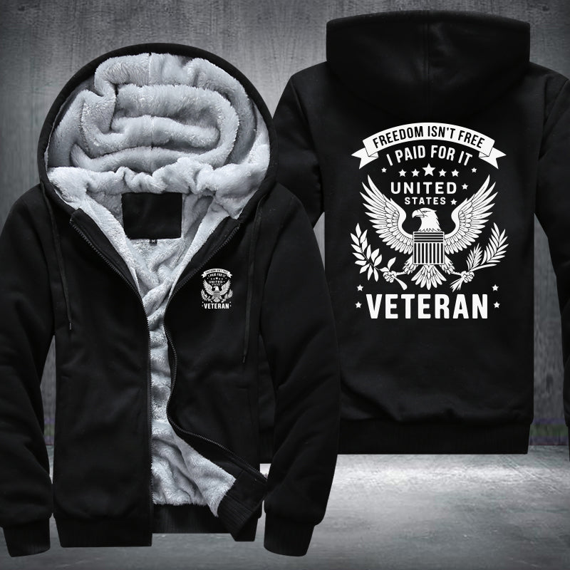 Freedom Isn't Free U.S. Veteran fleece jacket in Black, product view