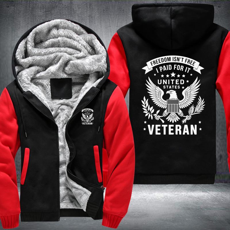 Freedom Isn't Free U.S. Veteran fleece jacket in Black Red, product view