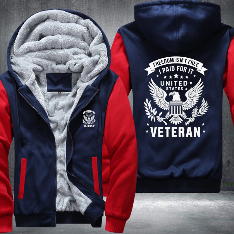 Freedom Isn't Free U.S. Veteran fleece jacket in Blue Red, product view