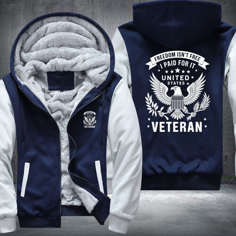 Freedom Isn't Free U.S. Veteran fleece jacket in Blue White, product view