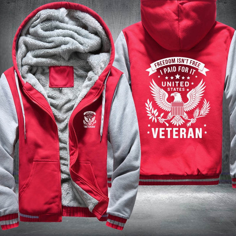 Freedom Isn't Free U.S. Veteran fleece jacket in Red Grey, product view