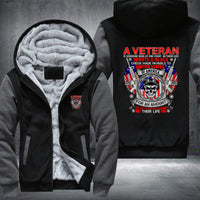 Thumbnail for A Veteran Wrote a Blank Check fleece jacket in Black Grey, product view