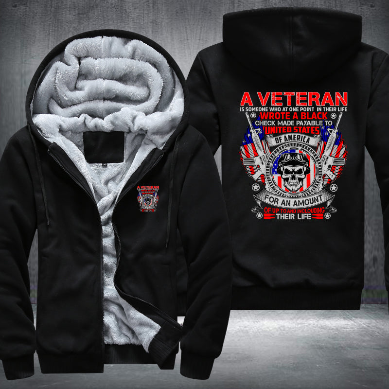 A Veteran Wrote a Blank Check fleece jacket in Black, product view