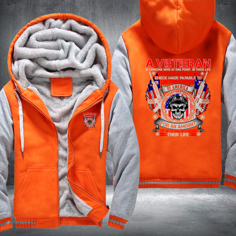 A Veteran Wrote a Blank Check fleece jacket in Orange Grey, product view