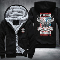 Thumbnail for Veteran Wife My Husband Is My Hero fleece jacket in Black, product view