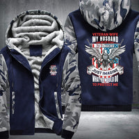 Thumbnail for Veteran Wife My Husband Is My Hero fleece jacket in Blue Camo, product view