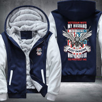 Thumbnail for Veteran Wife My Husband Is My Hero fleece jacket in Blue White, product view