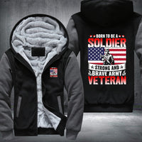 Thumbnail for Born to Be a Soldier Army Veteran fleece jacket in Black Grey, product view
