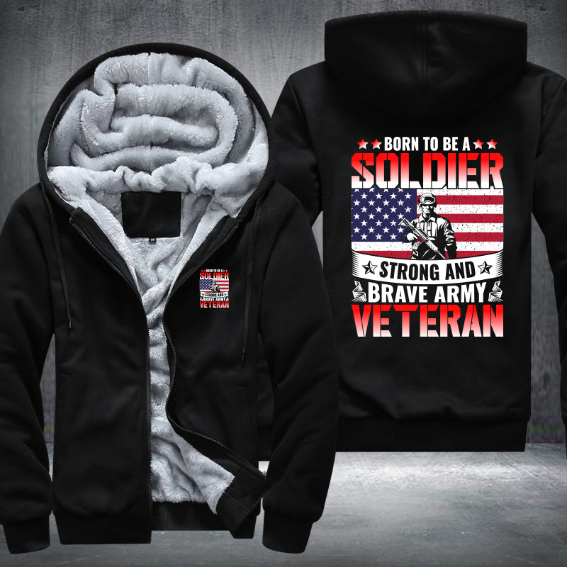 Born to Be a Soldier Army Veteran fleece jacket in Black, product view