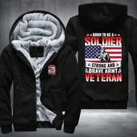 Thumbnail for Born to Be a Soldier Army Veteran fleece jacket in Black, product view