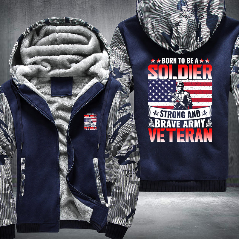 Born to Be a Soldier Army Veteran fleece jacket in Blue Camo, product view