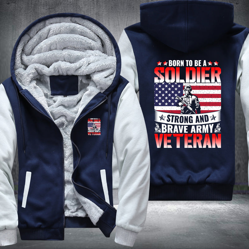 Born to Be a Soldier Army Veteran fleece jacket in Blue White, product view