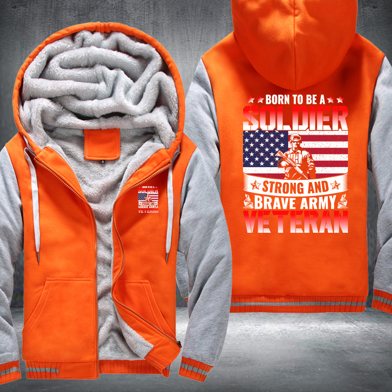 Born to Be a Soldier Army Veteran fleece jacket in Orange Grey, product view
