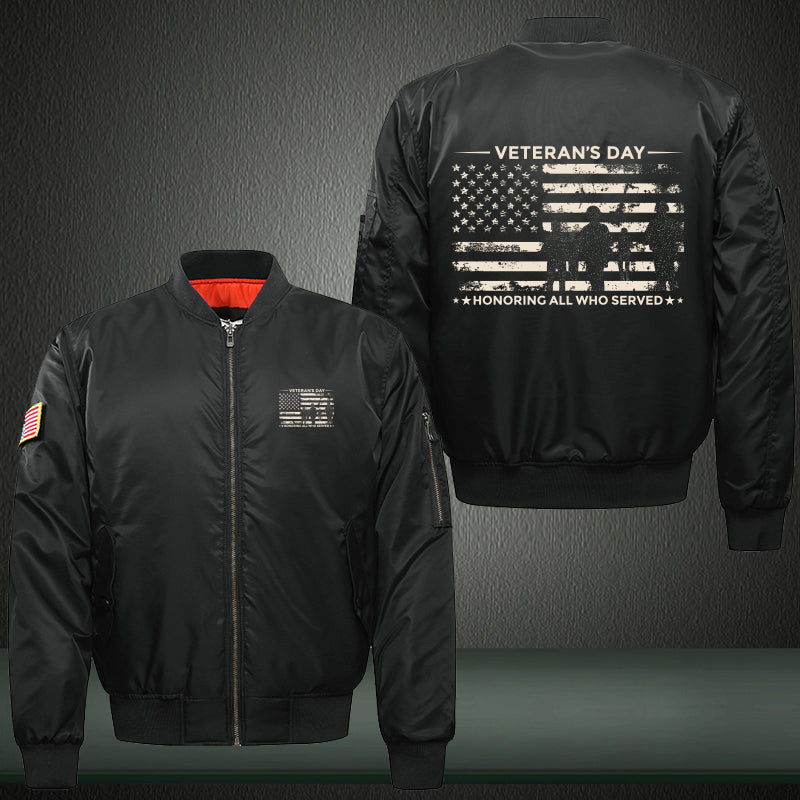 Veterans Day Honoring All Who Served jacket in Black, product view