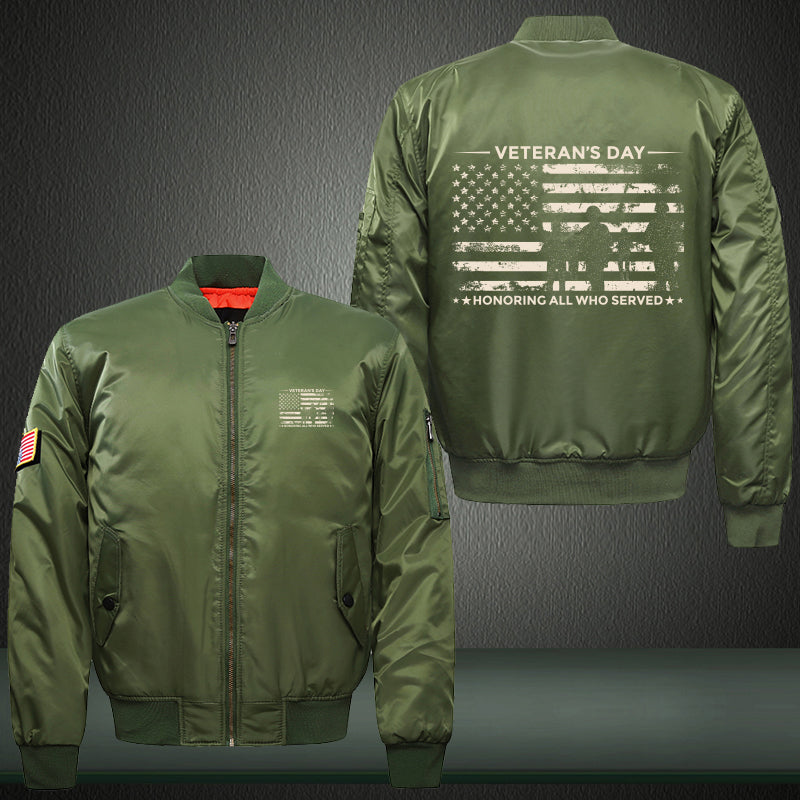 Veterans Day Honoring All Who Served jacket in Green, product view