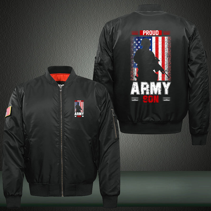 Proud Army Son American Flag jacket in Black, product view