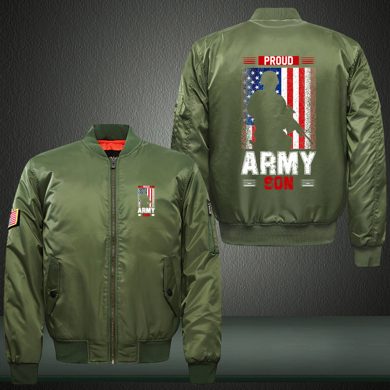 Proud Army Son American Flag jacket in Green, product view
