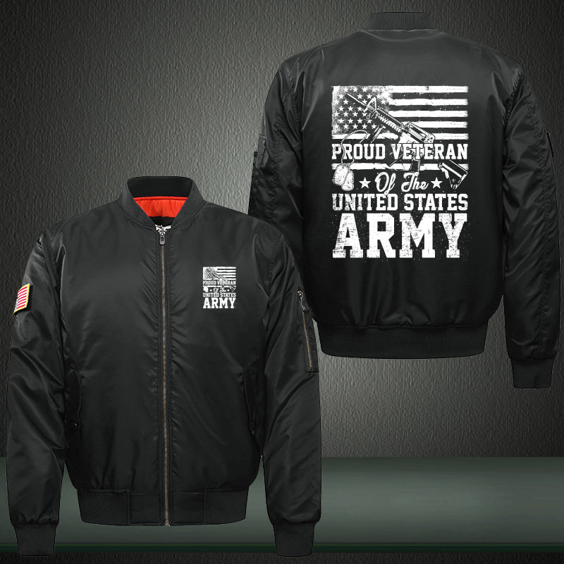 Proud U.S. Army Veteran Flag jacket in Black, product view
