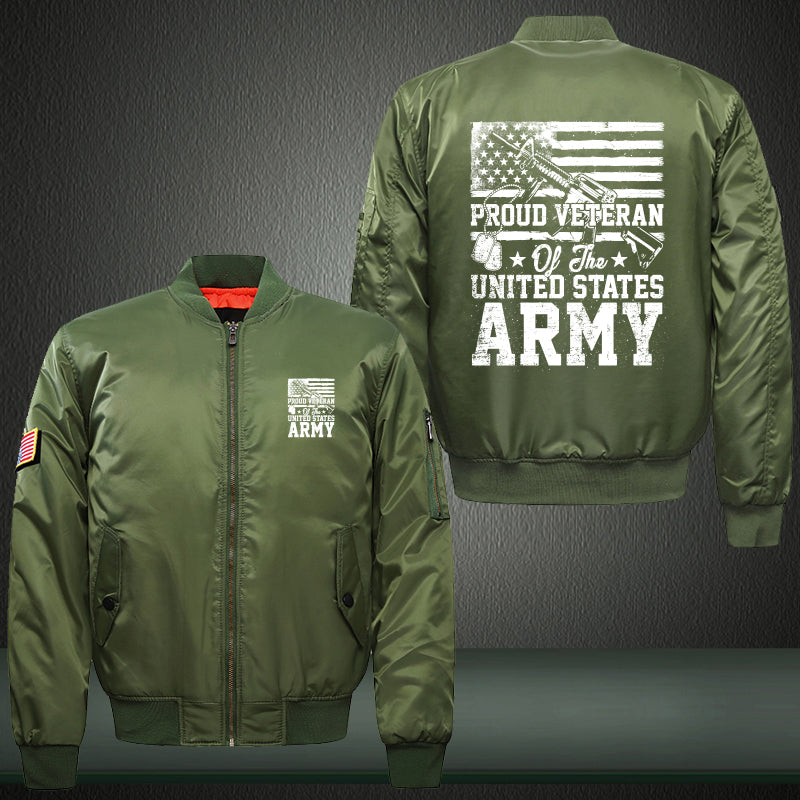 Proud U.S. Army Veteran Flag jacket in Green, product view