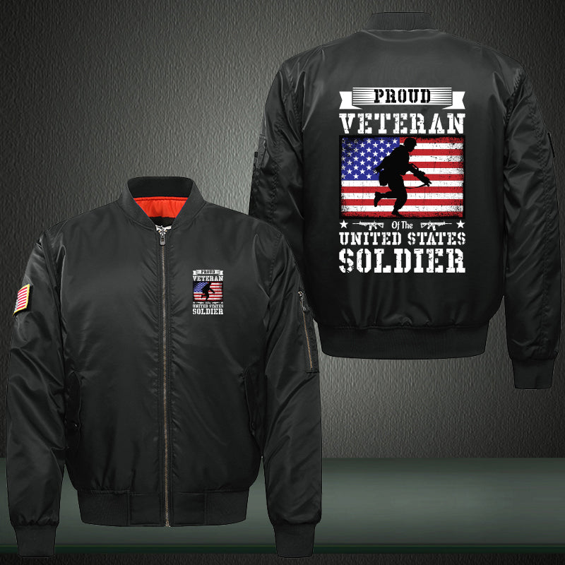 Proud Veteran U.S. Soldier Flag jacket in Black, product view