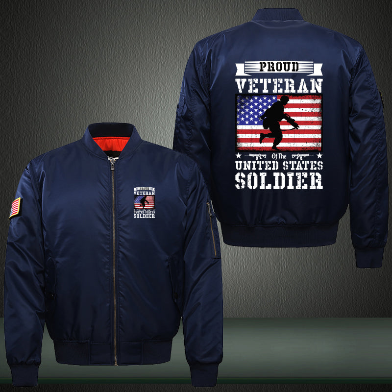 Proud Veteran U.S. Soldier Flag jacket in Blue, product view