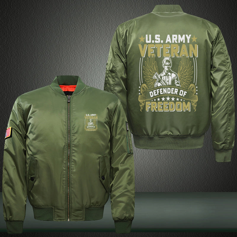 U.S. Army Veteran Defender of Freedom jacket in Green, product view