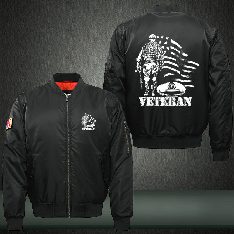 American Flag U.S. Veteran jacket in Black, product view