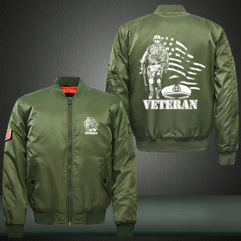 American Flag U.S. Veteran jacket in Green, product view