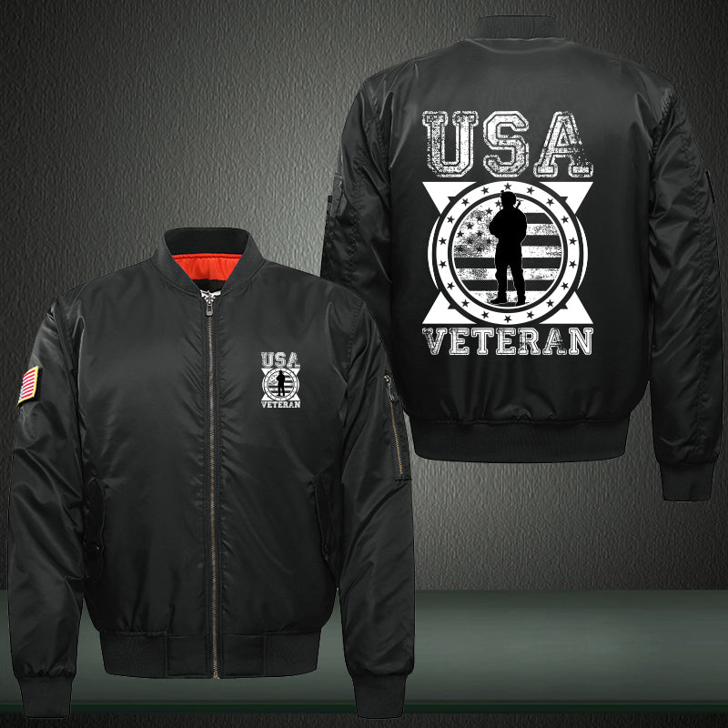USA Veteran Soldier Emblem jacket in Black, product view