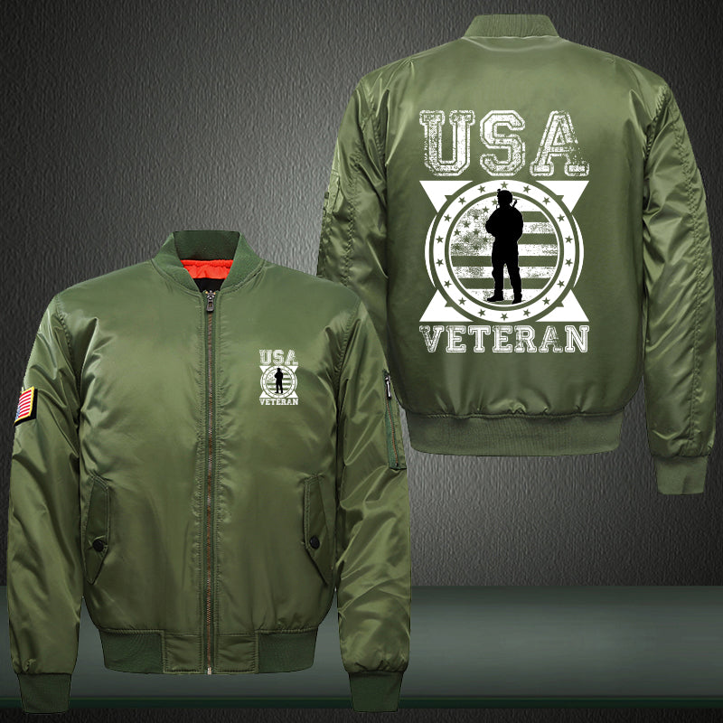 USA Veteran Soldier Emblem jacket in Green, product view