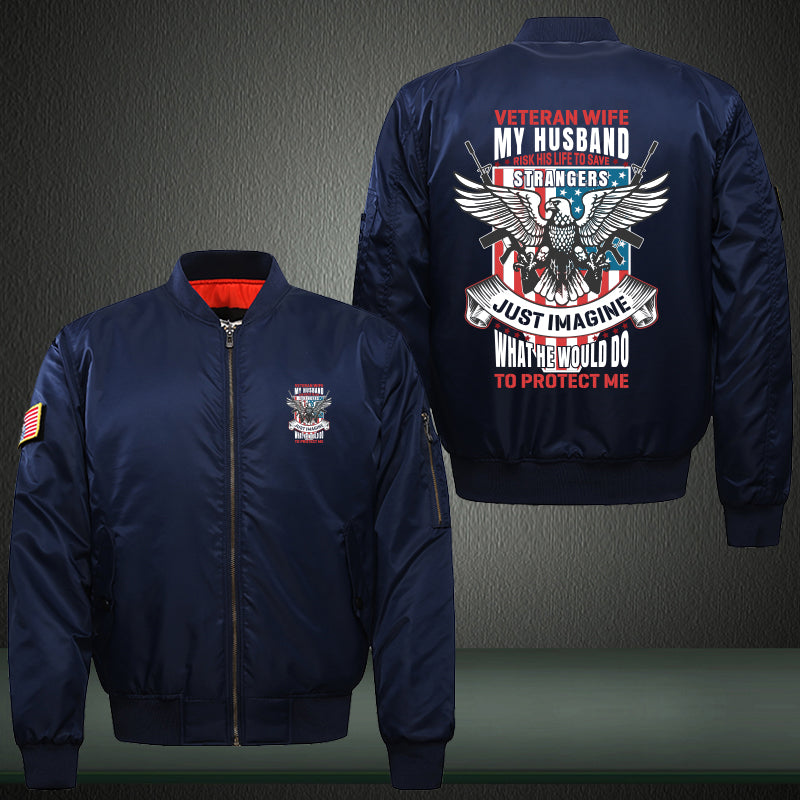 Veteran Wife My Husband Is My Hero jacket in Blue, product view