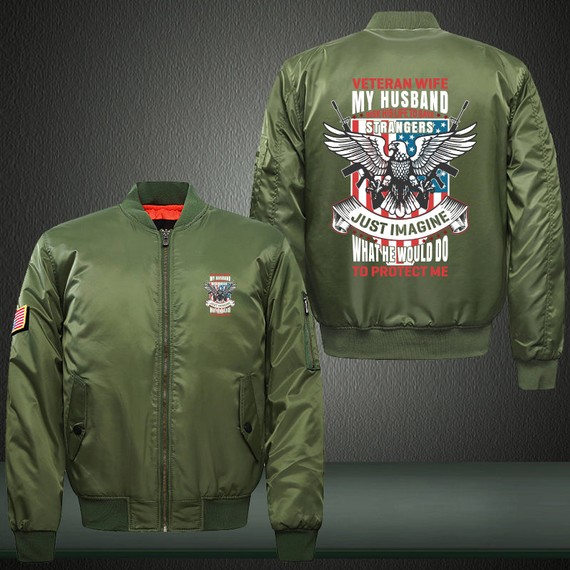 Veteran Wife My Husband Is My Hero jacket in Green, product view