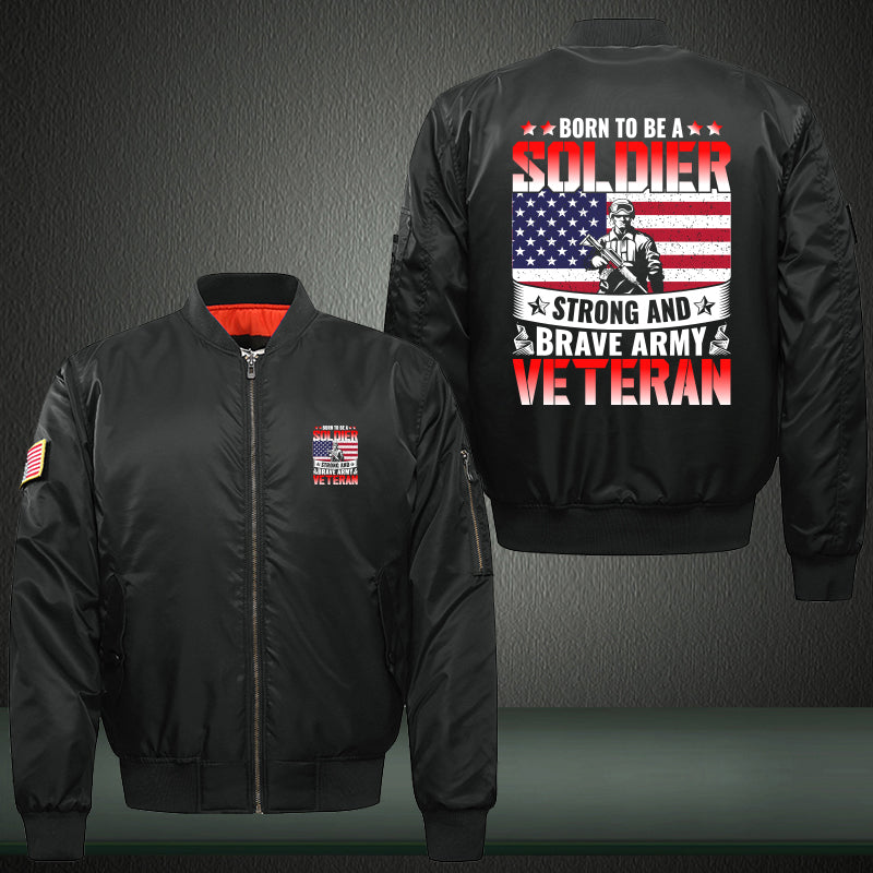 Born to Be a Soldier Army Veteran jacket in Black, product view