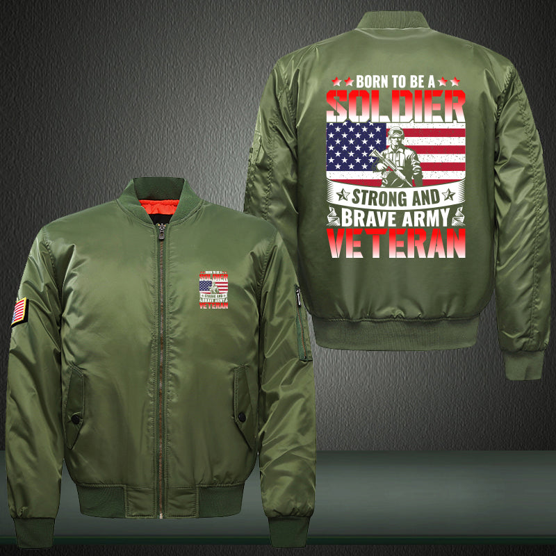 Born to Be a Soldier Army Veteran jacket in Green, product view