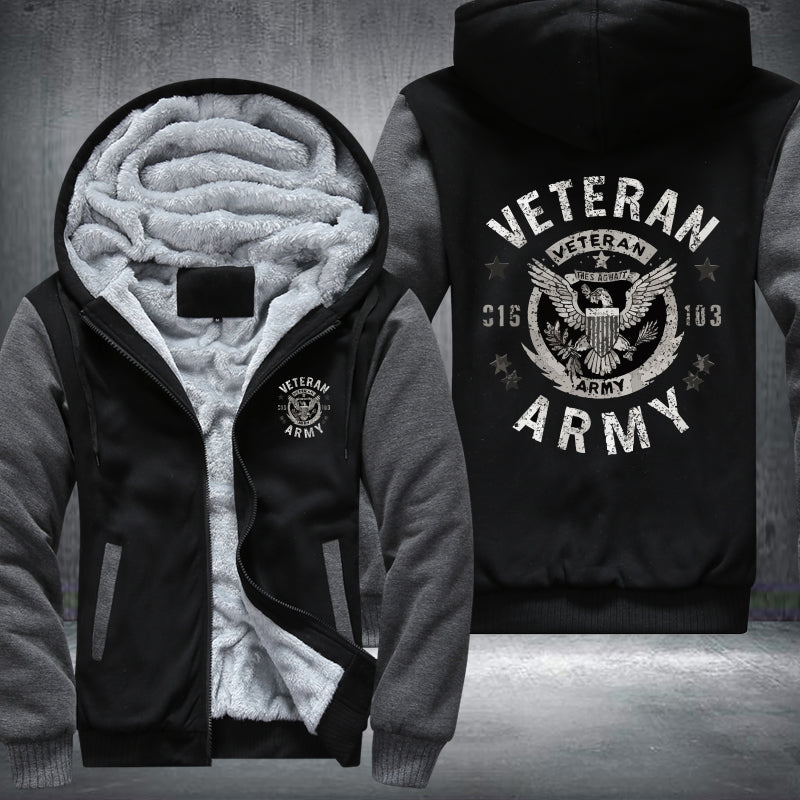 U.S. Army Veteran Eagle Crest fleece jacket in Black Grey, product view