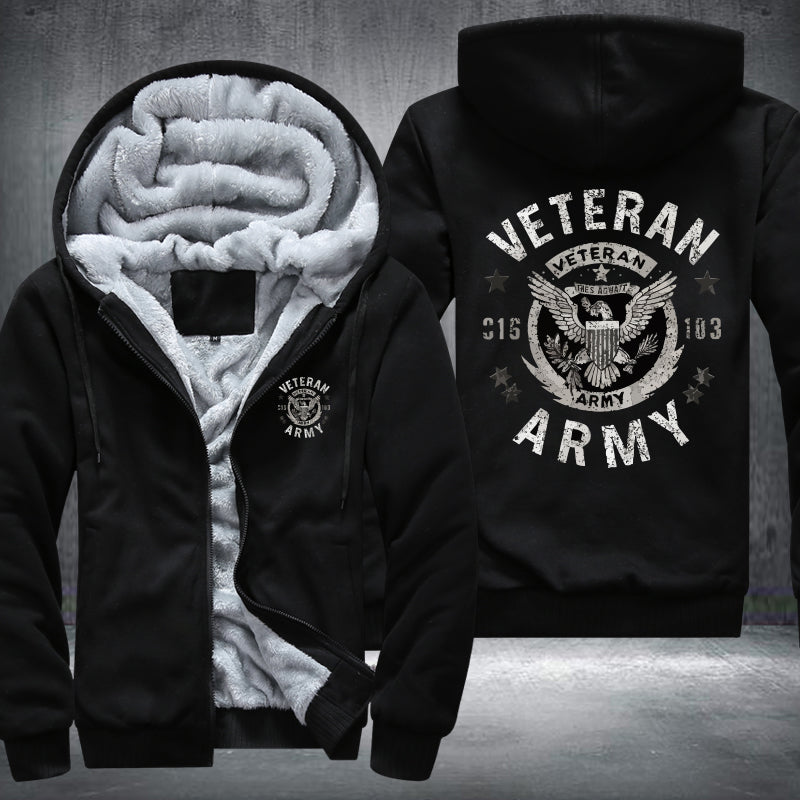U.S. Army Veteran Eagle Crest fleece jacket in Black, product view