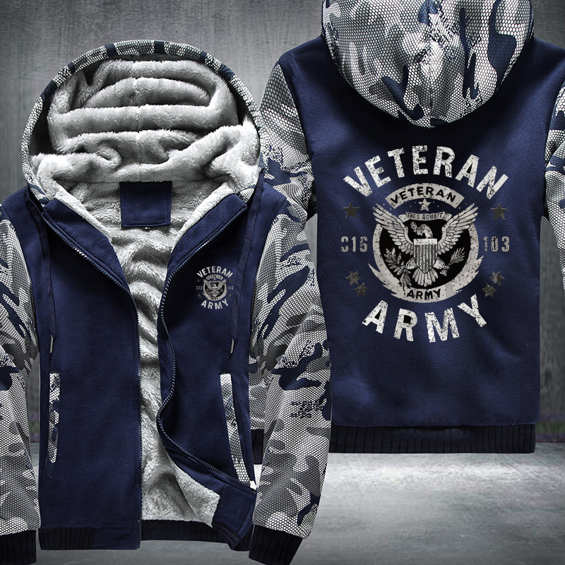 U.S. Army Veteran Eagle Crest fleece jacket in Blue Camo, product view