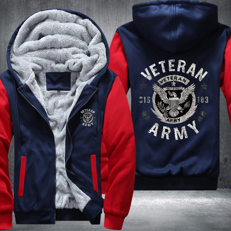 U.S. Army Veteran Eagle Crest fleece jacket in Blue Red, product view