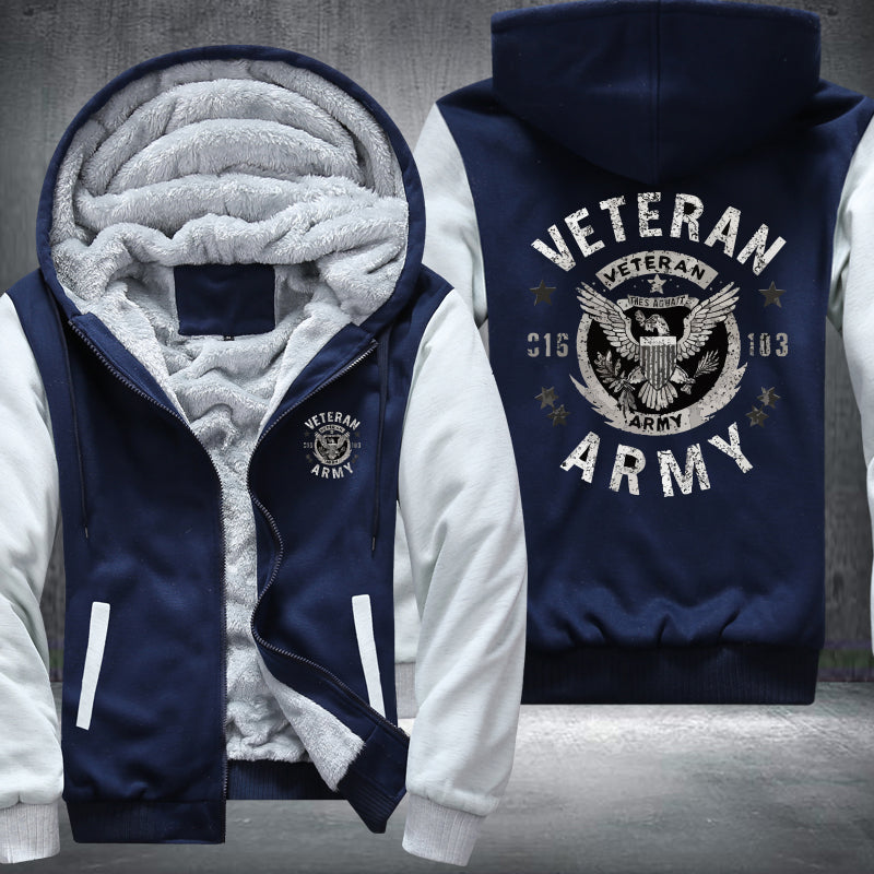U.S. Army Veteran Eagle Crest fleece jacket in Blue White, product view