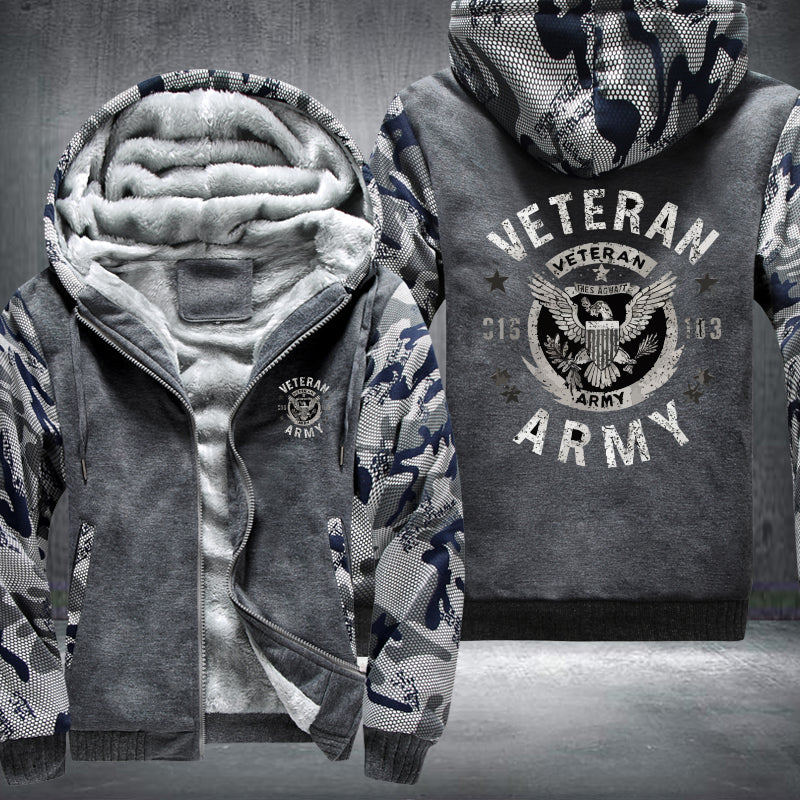 U.S. Army Veteran Eagle Crest fleece jacket in Grey Camo, product view