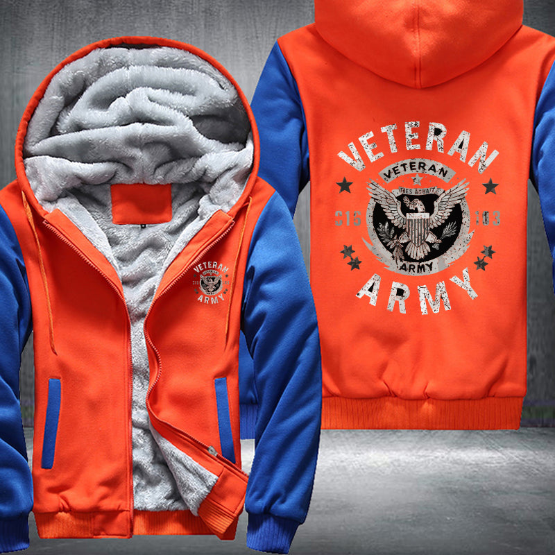 U.S. Army Veteran Eagle Crest fleece jacket in Orange Blue, product view