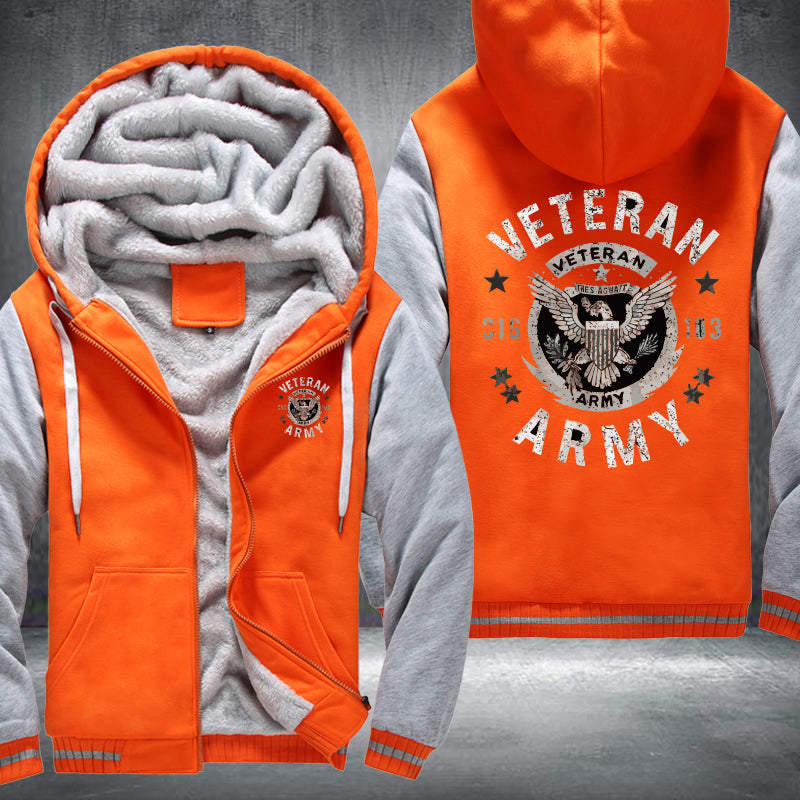 U.S. Army Veteran Eagle Crest fleece jacket in Orange Grey, product view