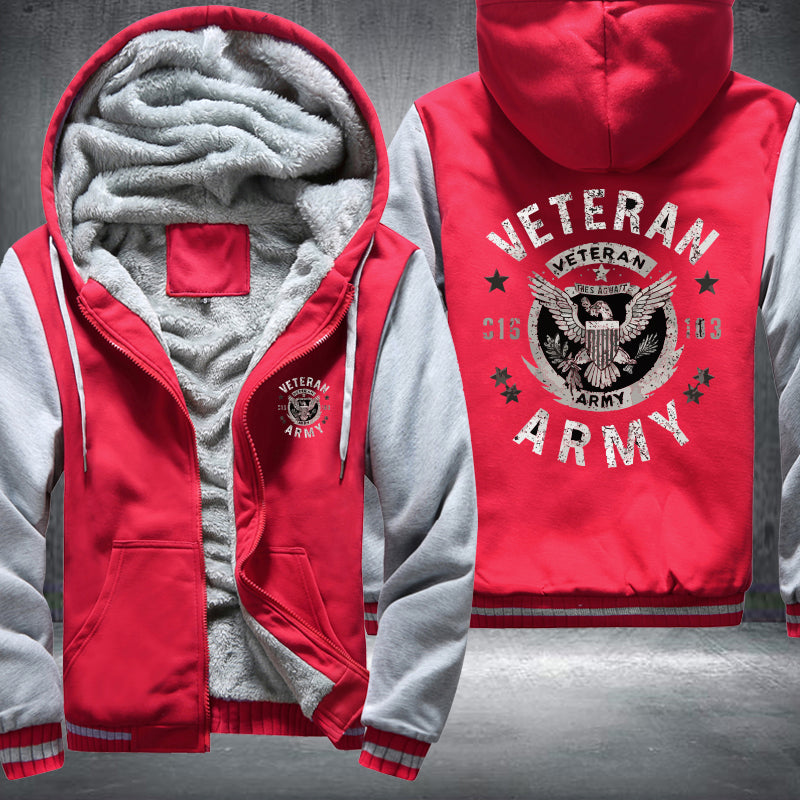 U.S. Army Veteran Eagle Crest fleece jacket in Red Grey, product view